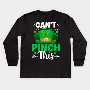 Can't Pinch This Funny Cute Saint St. Patrick's Day Shamrock Kids Long Sleeve T-Shirt